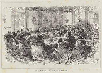 Die türkische Krise, das Tribunal in Stamboul